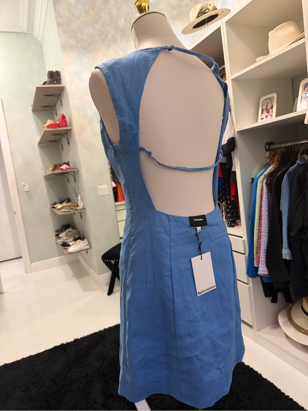 Reformation Sky Blue Open-Back Mini Dress